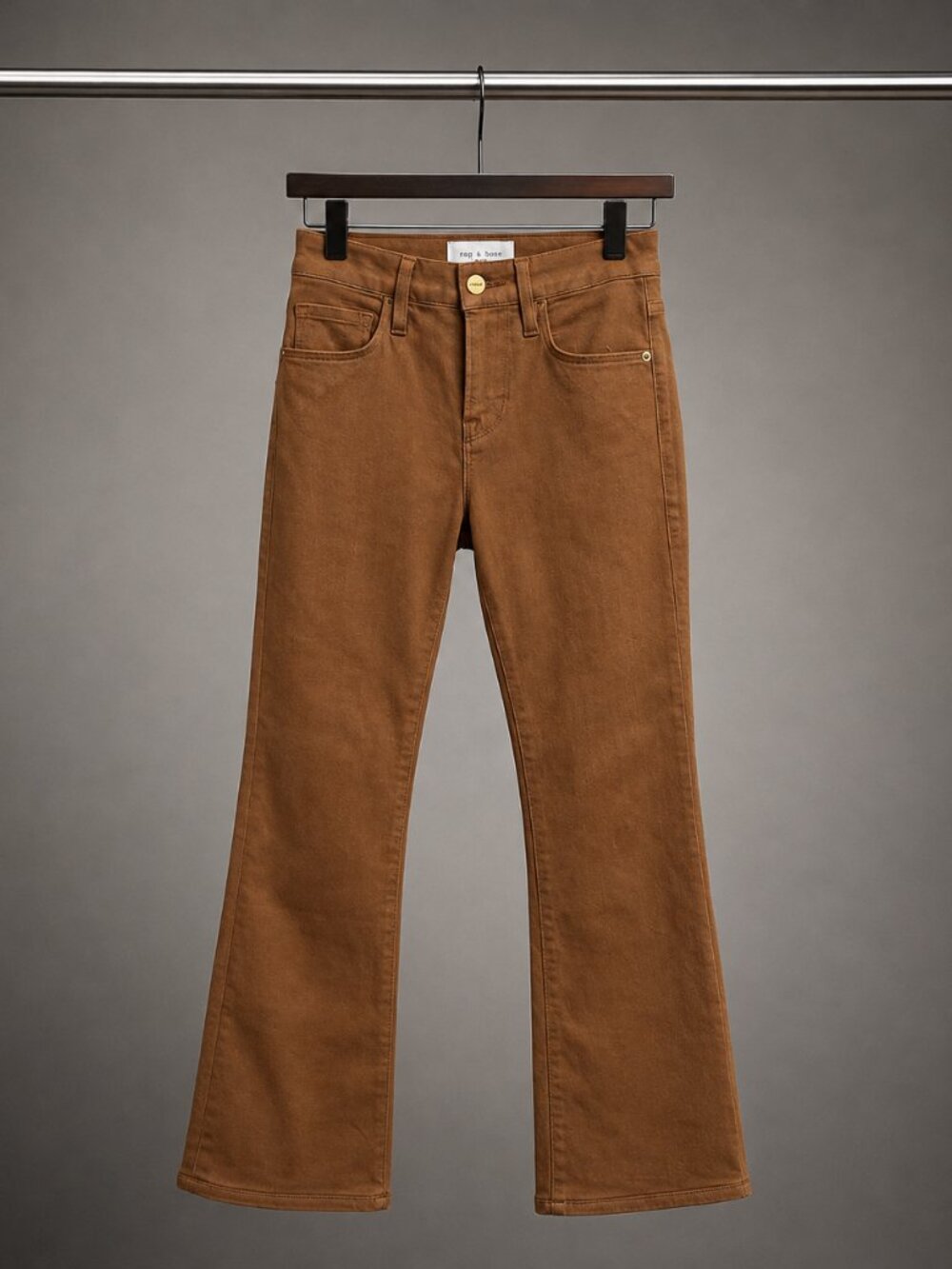 FRAME Le Crop Mini Boot Coated Jeans Vicuna Camel Tan Brown Stretch Womens 23